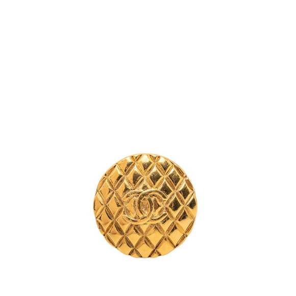 CHANEL Gold Logo Brooch